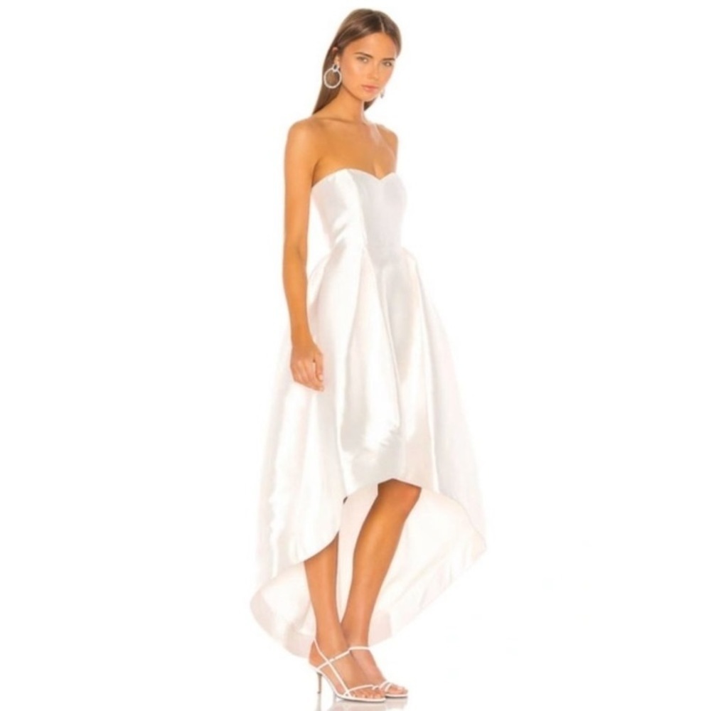 Parker Roxanne Strapless High-low Bustier Satin Dress In Ivory Sz 0